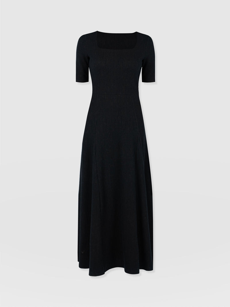 Akia Short Sleeve Dress - Black Textured - Women's Dresss | Saint + Sofia® EU
