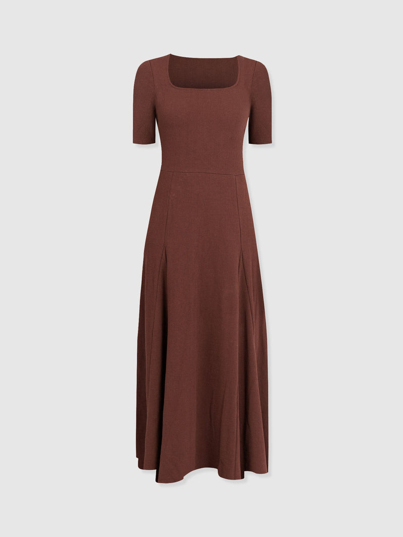 Akia Short Sleeve Dress - Maroon Textured - Women's Dresses | Saint + Sofia® EU