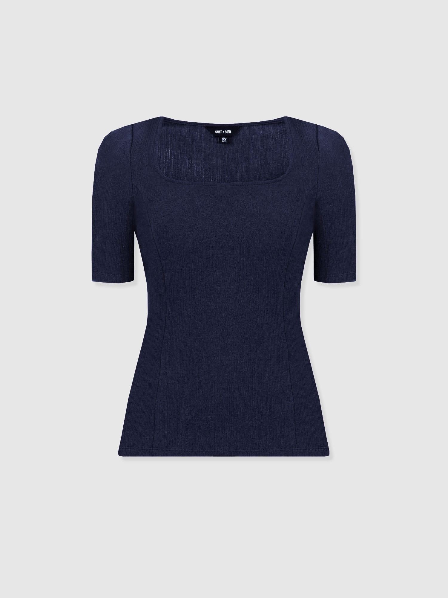 Akia Short Sleeve Tee - Navy Textured - Women's T-shirts | Saint + Sofia® EU