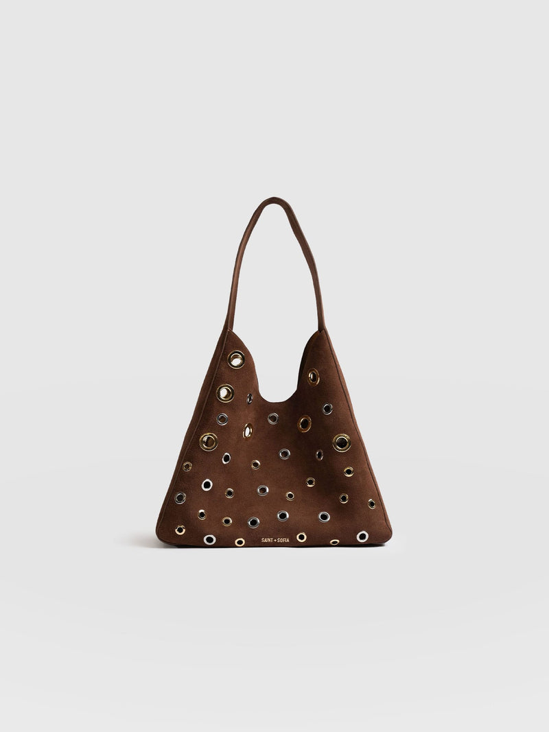 Allana Eyelet Bag - Coffee Suede - Women's Handbags | Saint + Sofia® EU