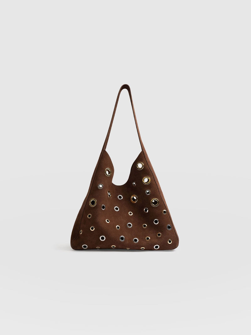 Allana Eyelet Bag - Coffee Suede - Women's Handbags | Saint + Sofia® EU
