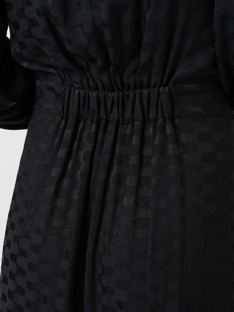 Allegra V Neck Dress - Black Jacquard - Women's Dresses | Saint + Sofia® EU