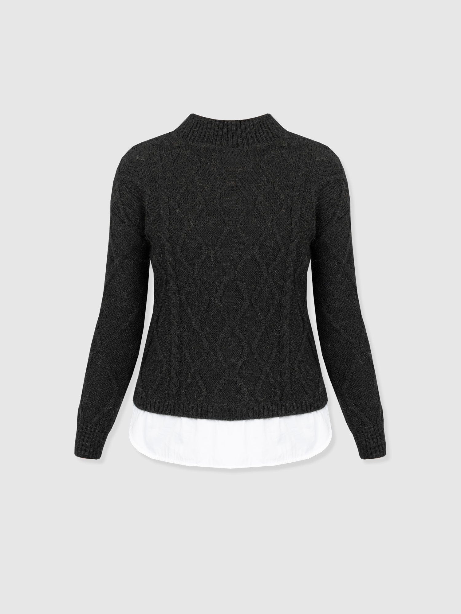 Arden Mock Shirt Jumper - Black - Women's Knitwears | Saint + Sofia® EU