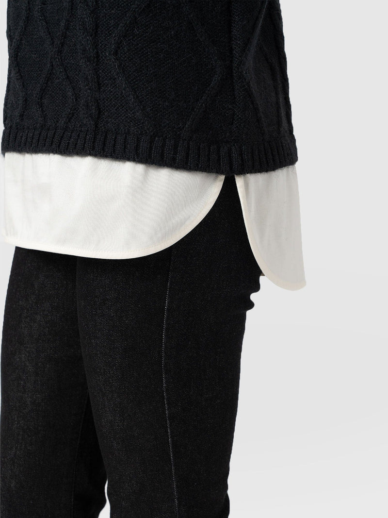 Arden Mock Shirt Jumper - Black - Women's Knitwears | Saint + Sofia® EU