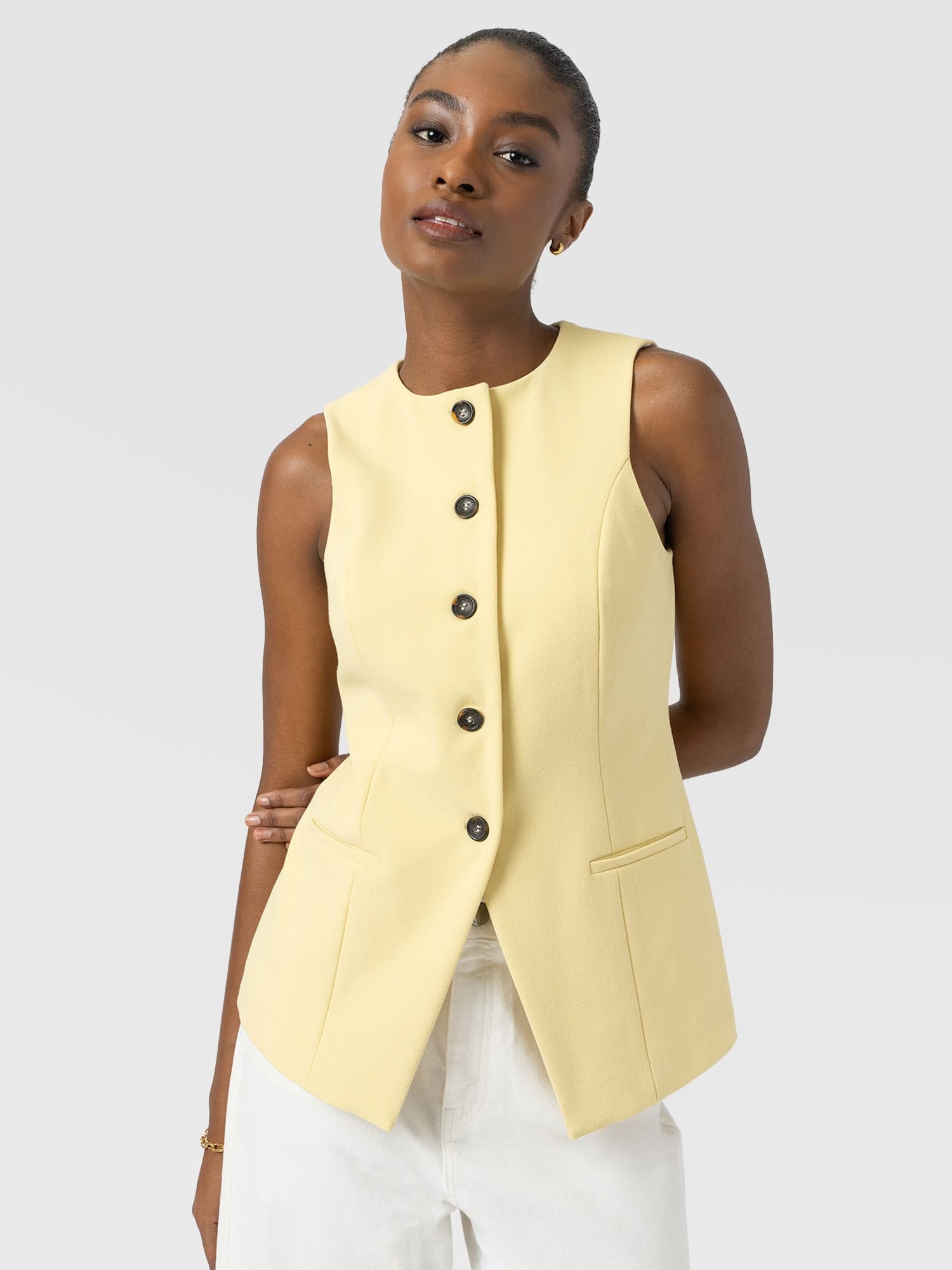 Argent Waistcoat - Butter Yellow - Women's Jackets | Saint + Sofia® EU