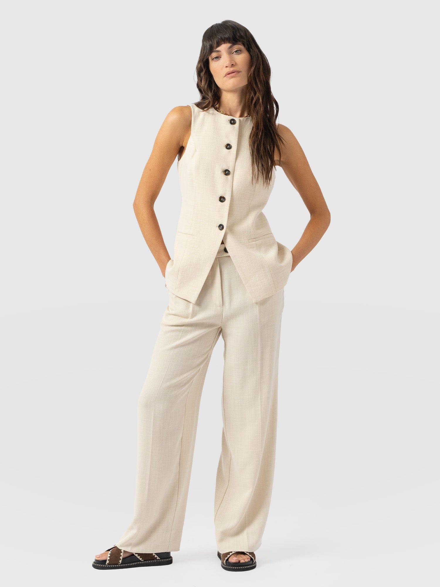 Argent Waistcoat - Cream - Women's Jackets | Saint + Sofia® EU