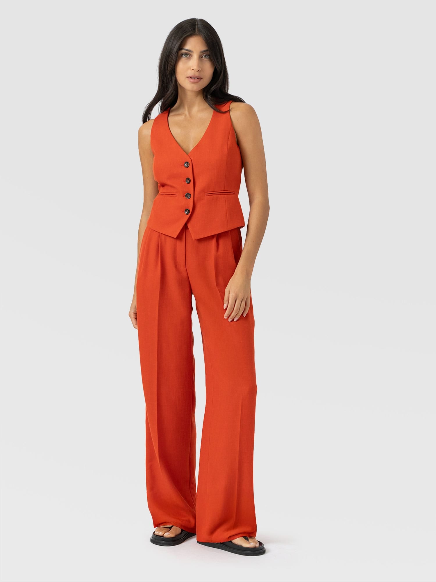 Argent Wide Leg Pant - Burnt Orange - Women's Trousers | Saint and Sofia® EU