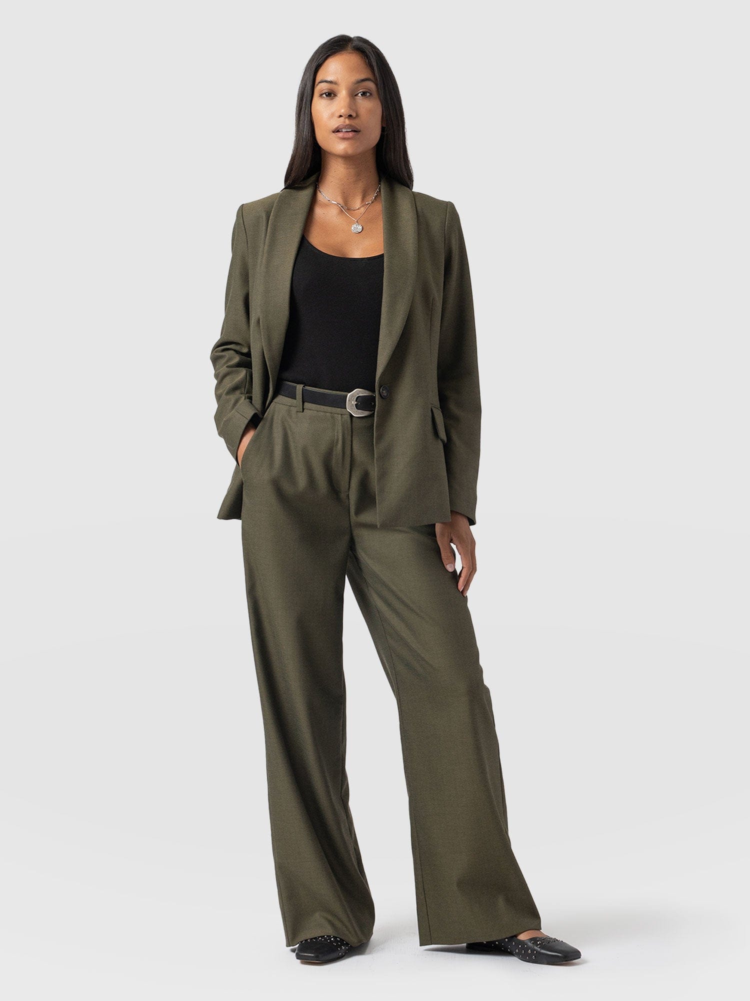 Argent Wide Leg Pant Khaki Women's Trousers Saint Sofia® EU