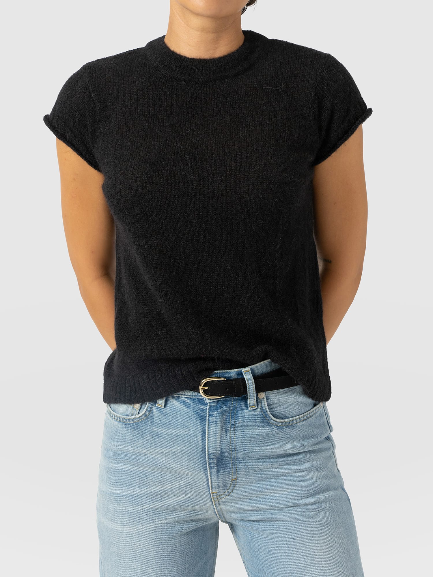Ariella Baby Tee - Black - Women's Jumpers | Saint and Sofia® EU