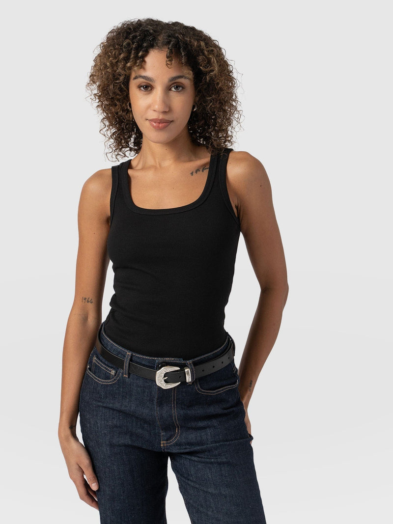 Asher Scoop Neck Vest Black - Women's Vests | Saint and Sofia® EU