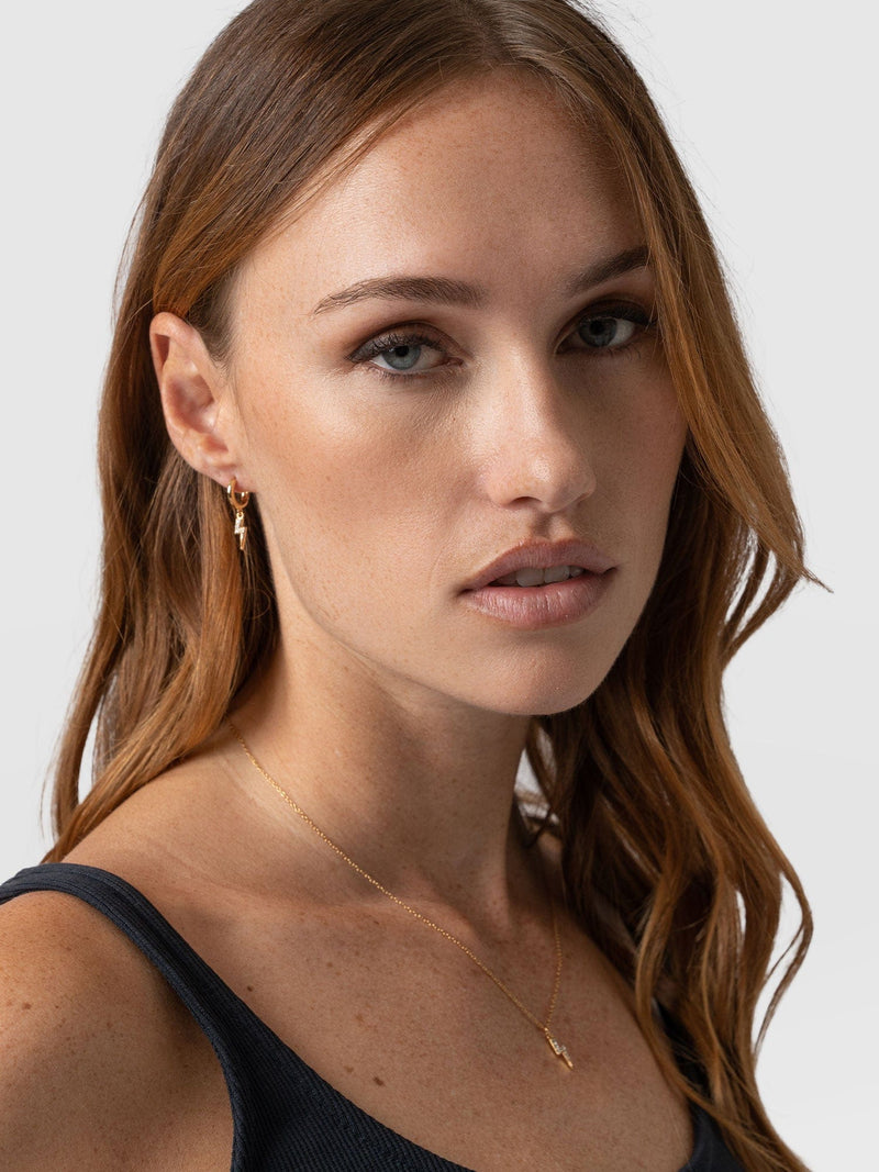 Astral Lightning Charm Drop Earrings Gold - Women's Jewellery | Saint + Sofia® EU