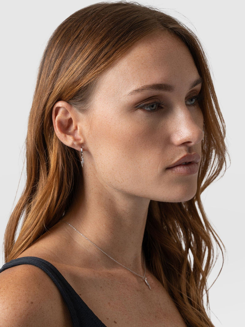 Astral Lightning Charm Drop Earrings Silver - Women's Jewellery | Saint + Sofia® EU