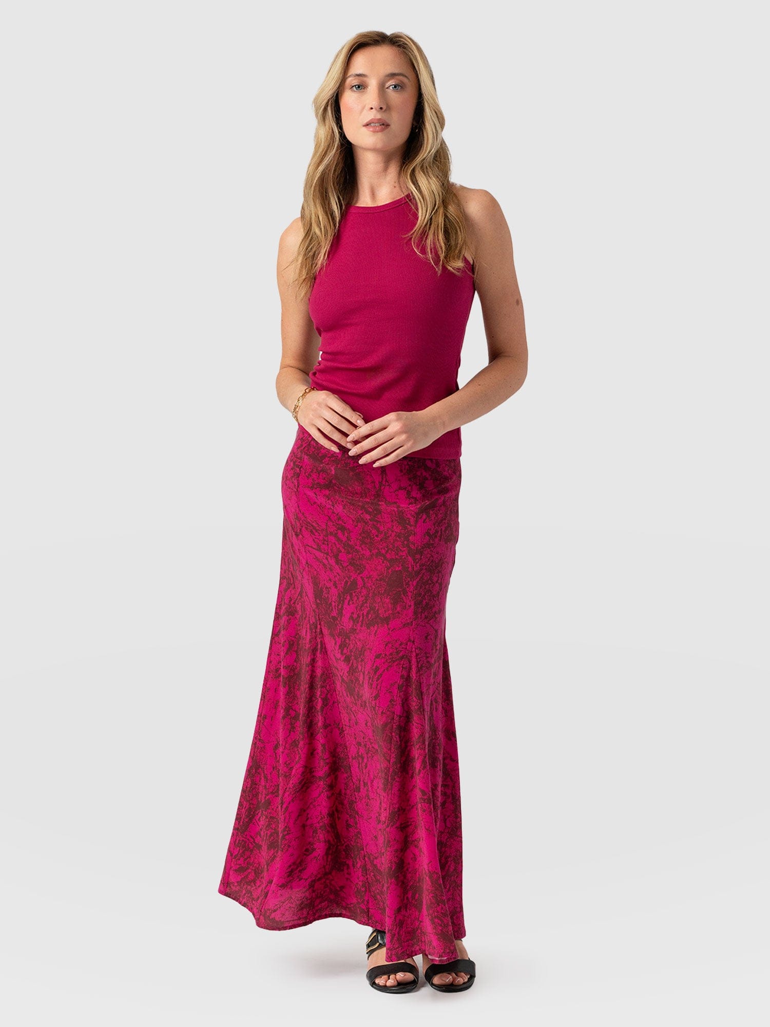 Pink Beige Marble Women's Skirt