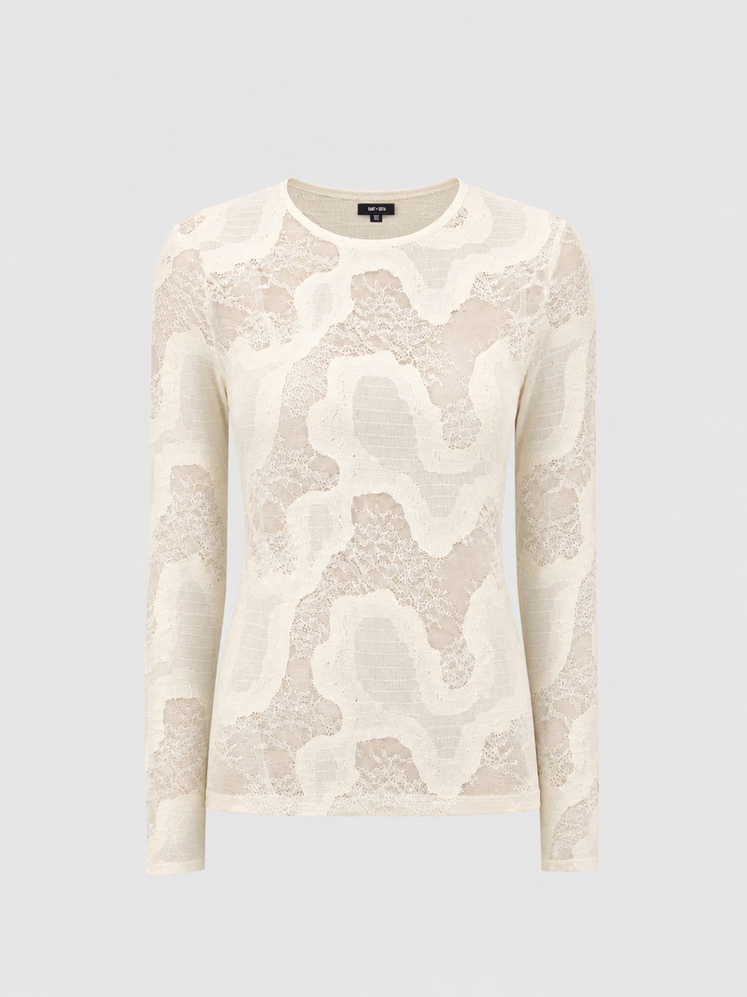 Austen Crew Neck Long Sleeve Tee - Cream Lace - Women's T-shirts | Saint and Sofia® EU