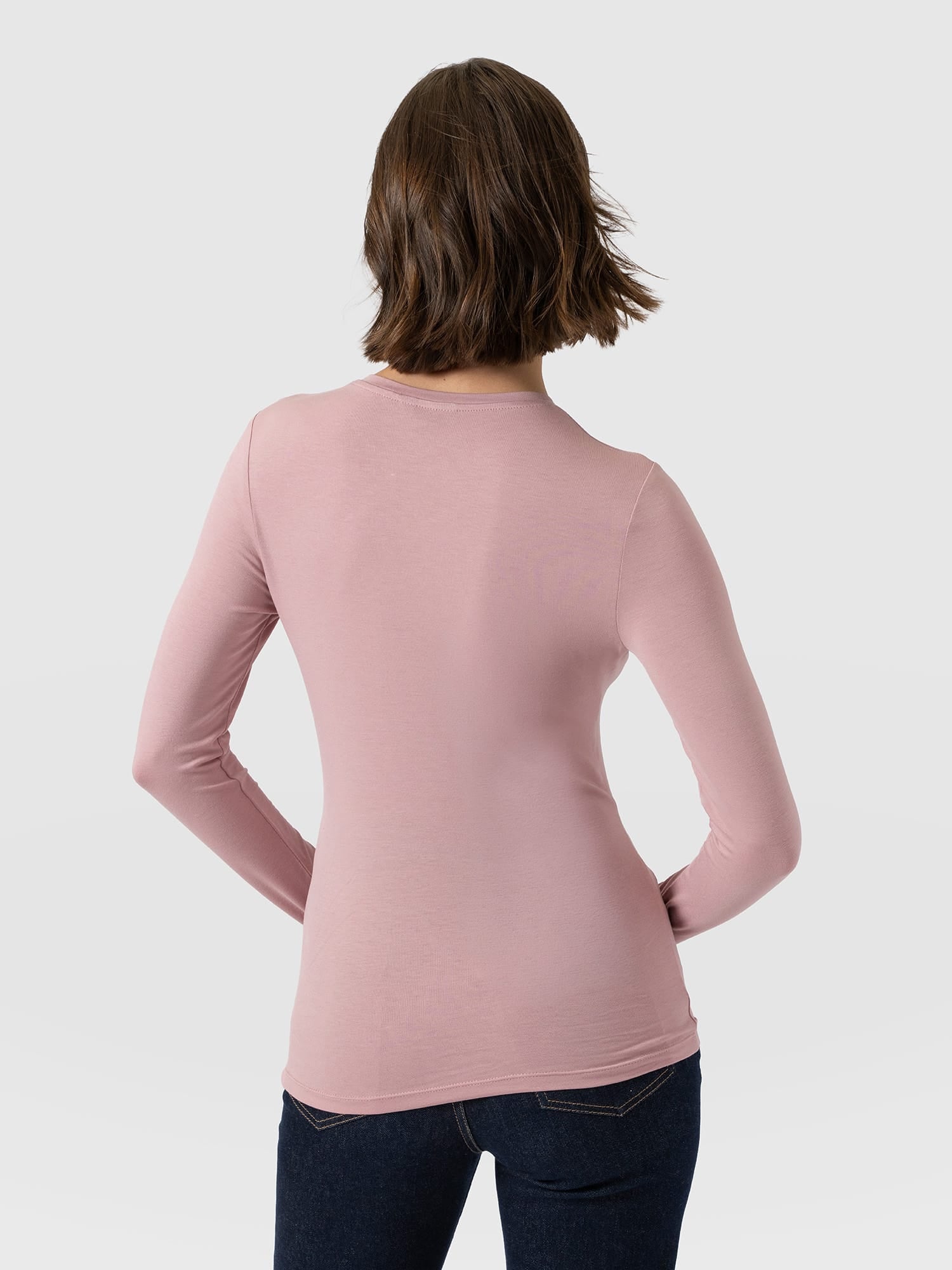 Austen Crew Neck Long Sleeve Tee - Dusty Pink - Women's T-shirts | Saint and Sofia® EU