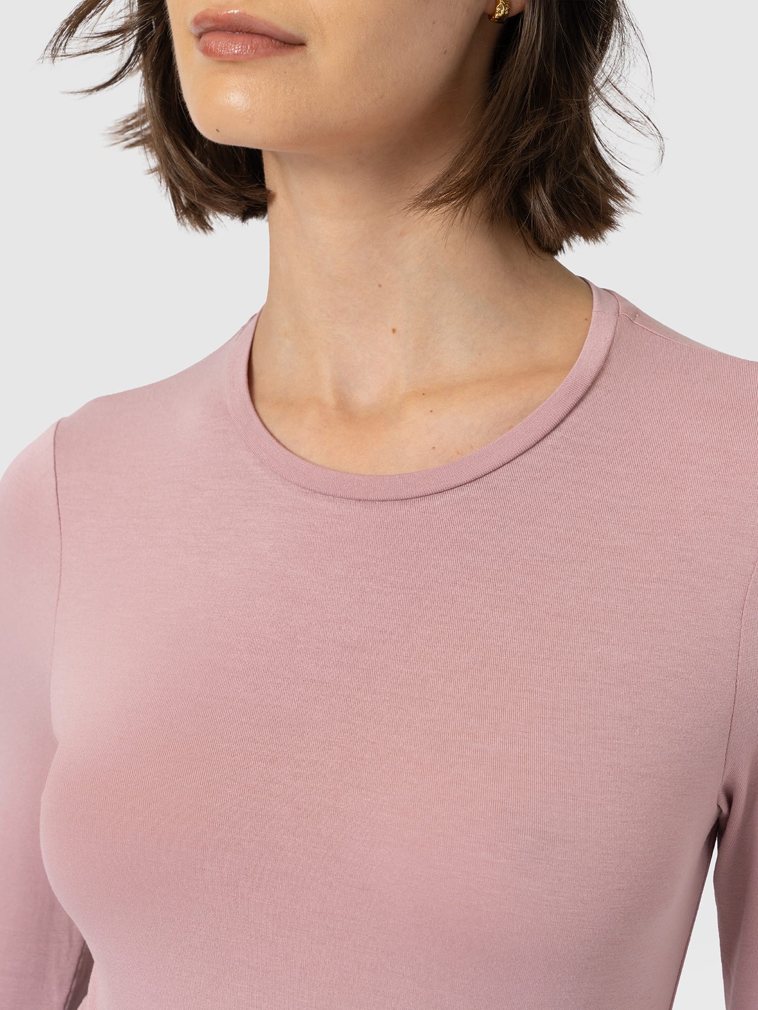 Austen Crew Neck Long Sleeve Tee - Dusty Pink - Women's T-shirts | Saint and Sofia® EU