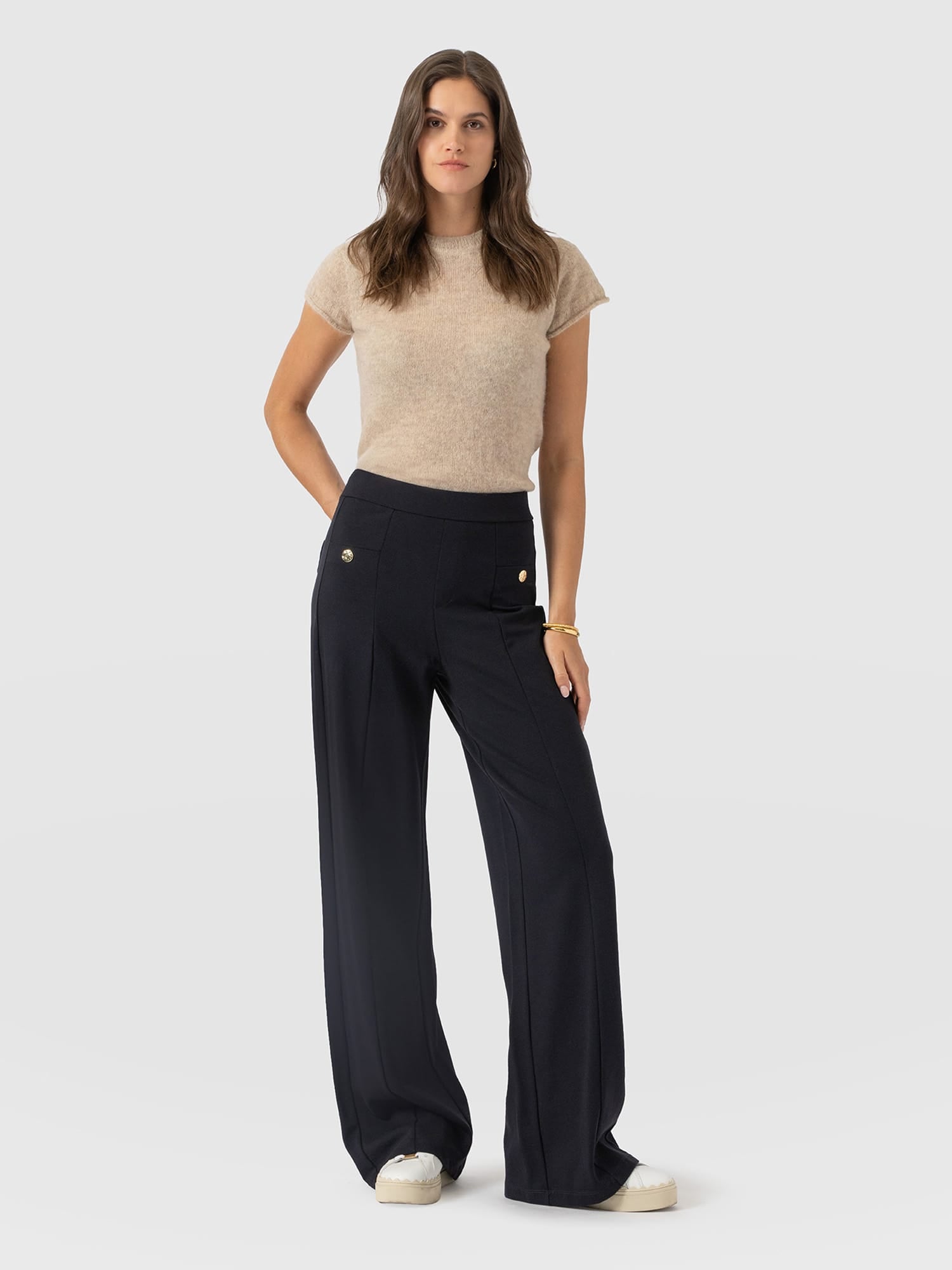 Averie Wide Leg Pant - Navy - Women's Trousers | Saint and Sofia® EU