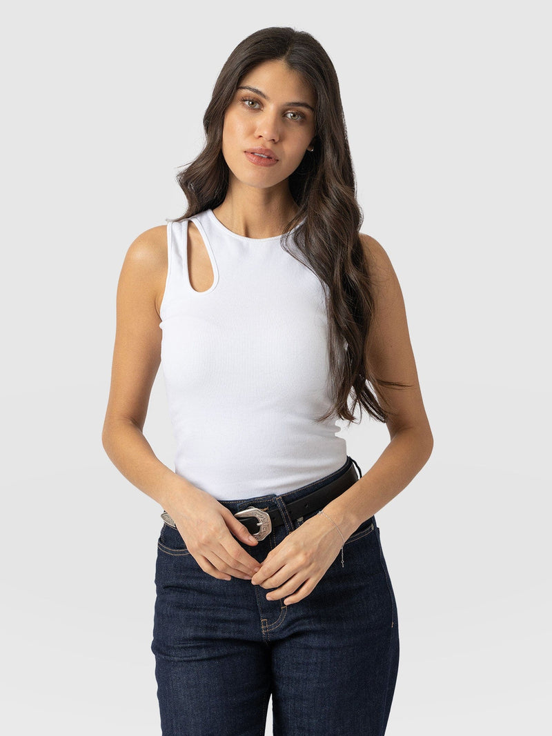 Axel Cut Out Vest White - Women's Vests | Saint and Sofia® EU