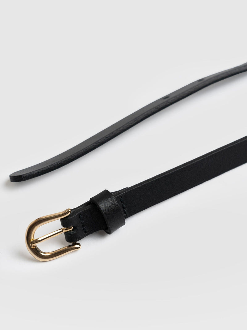 Axel Double Skinny Belt Black - Leather Belts | Saint + Sofia® EU