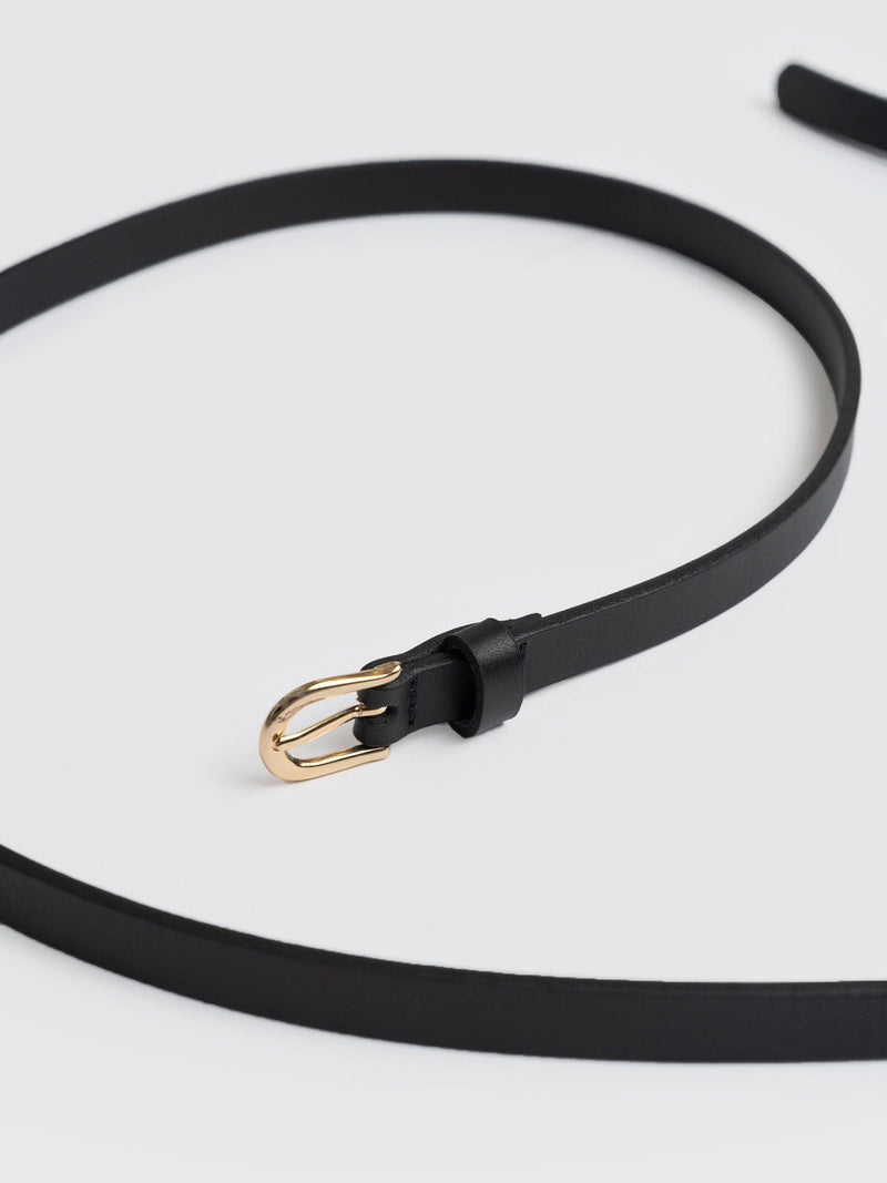 Axel Double Skinny Belt Black - Leather Belts | Saint + Sofia® EU