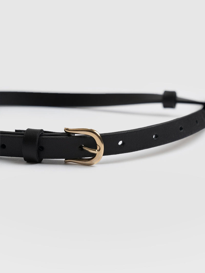 Axel Double Skinny Belt Black - Leather Belts | Saint + Sofia® EU