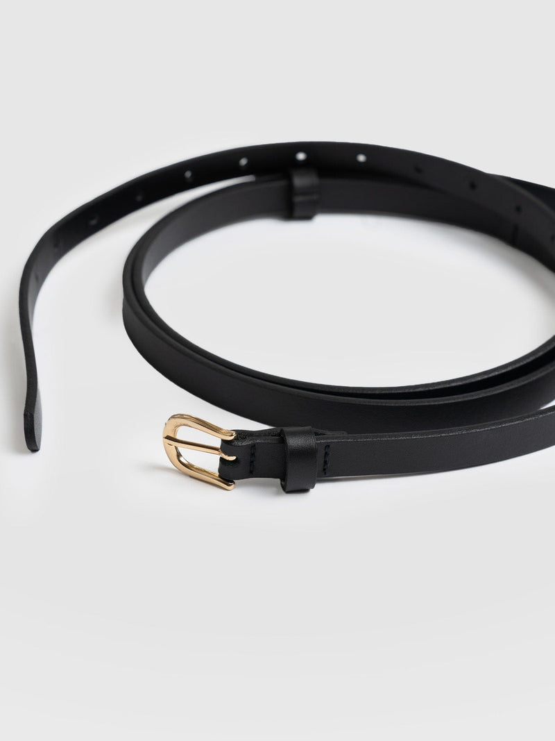 Axel Double Skinny Belt Black - Leather Belts | Saint + Sofia® EU