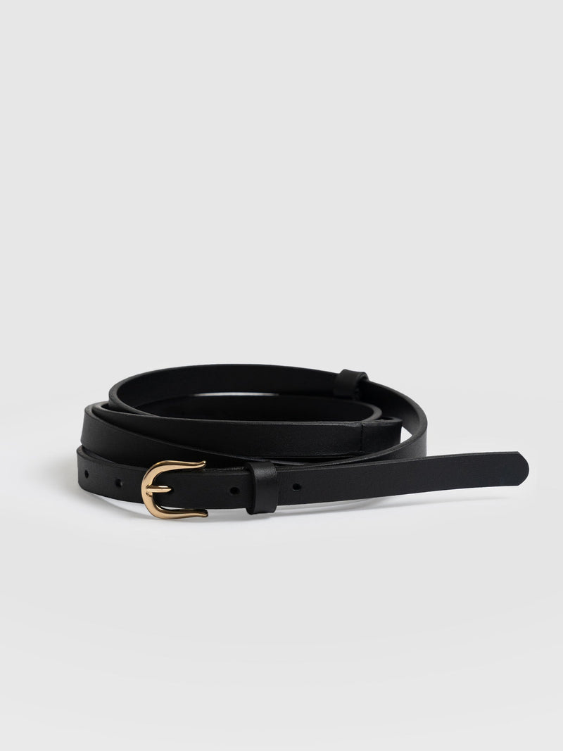 Axel Double Skinny Belt Black - Leather Belts | Saint + Sofia® EU