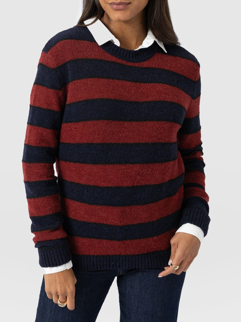 Azura Knit Jumper - Red/Navy - Women's Jumpers | Saint + Sofia® EU