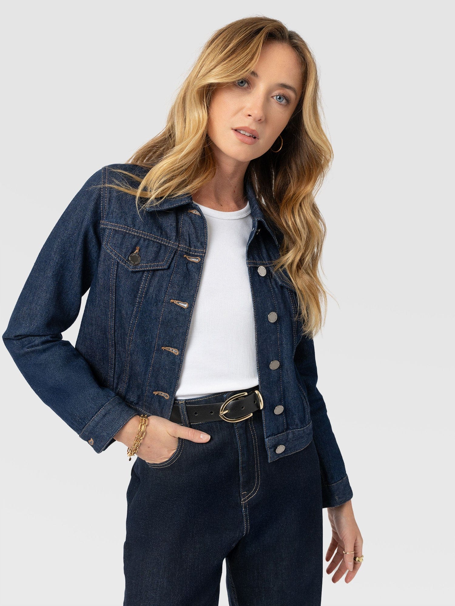 Bowie Denim Jacket - Indigo Blue - Women's Jackets | Saint + Sofia® EU