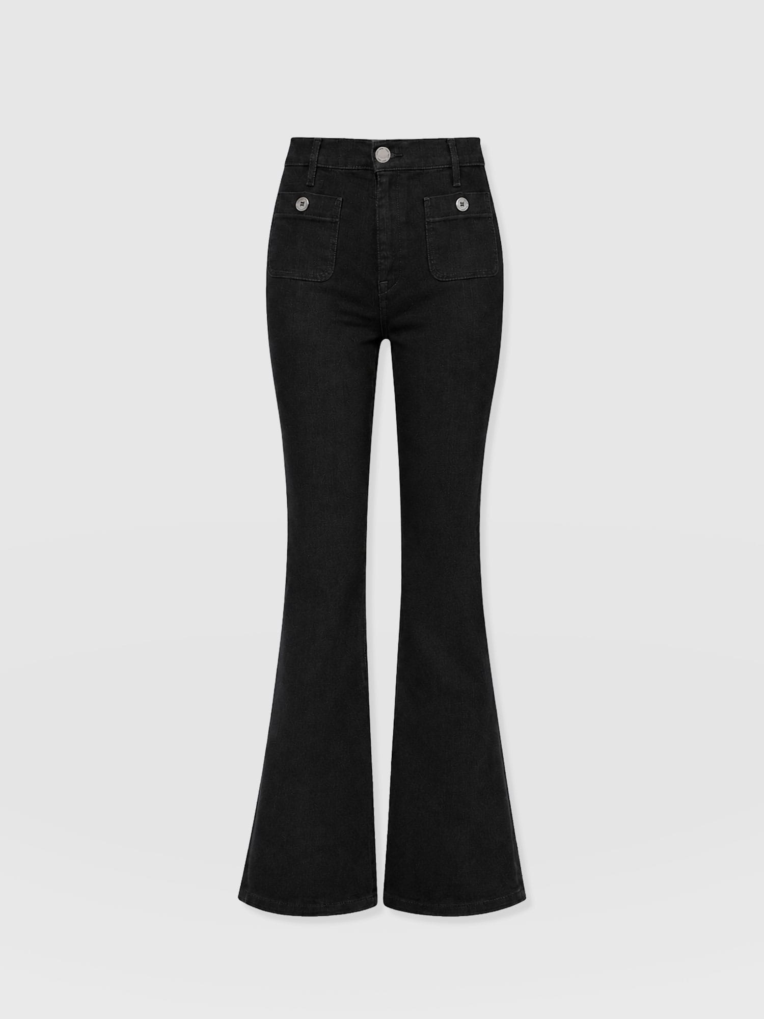 Bowie Stretch Flare Jean - Jet Black - Women's Denims | Saint and Sofia® EU