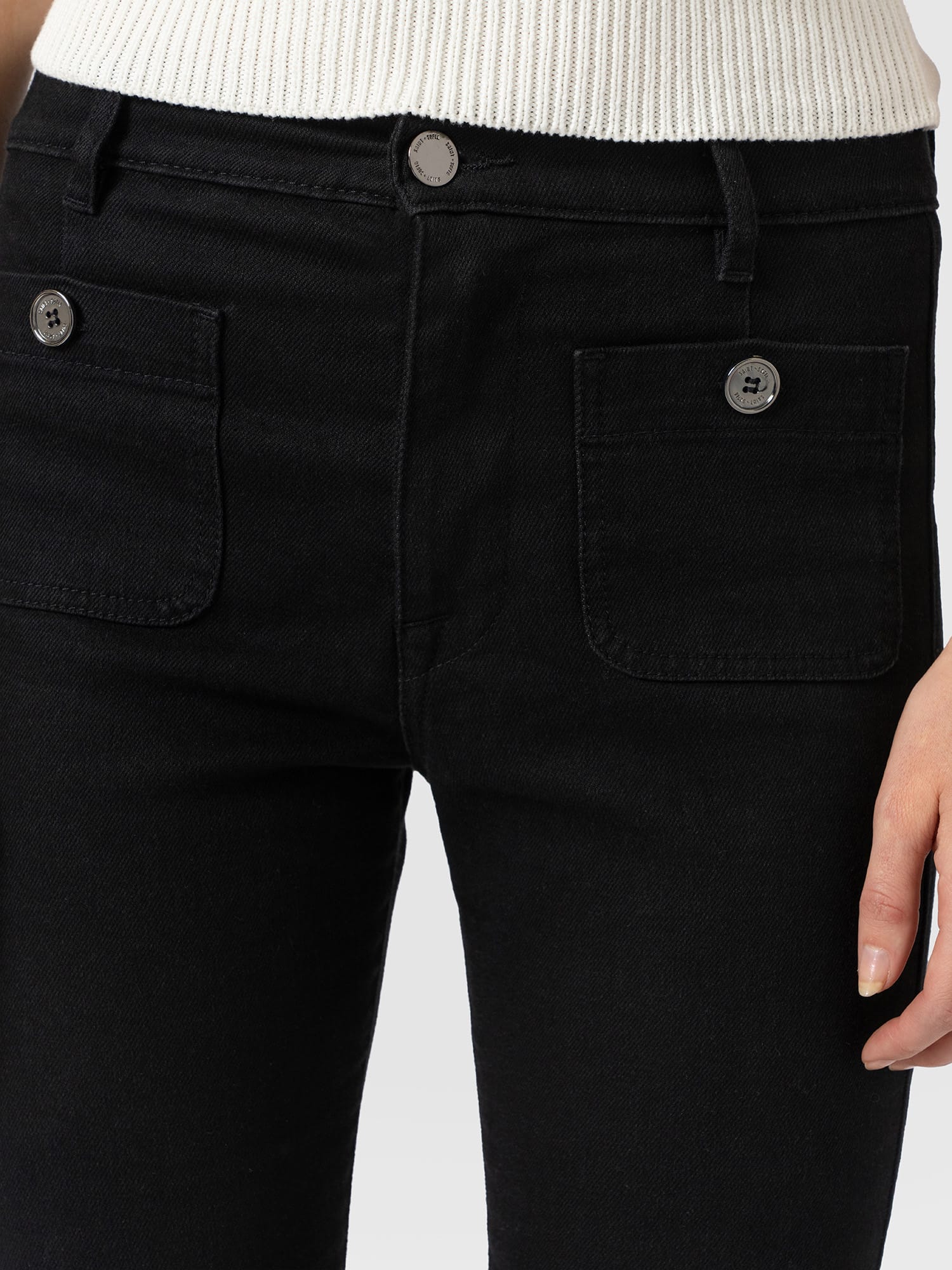 Bowie Stretch Flare Jeans Jet Black - Women's Jeans | Saint and Sofia® EU
