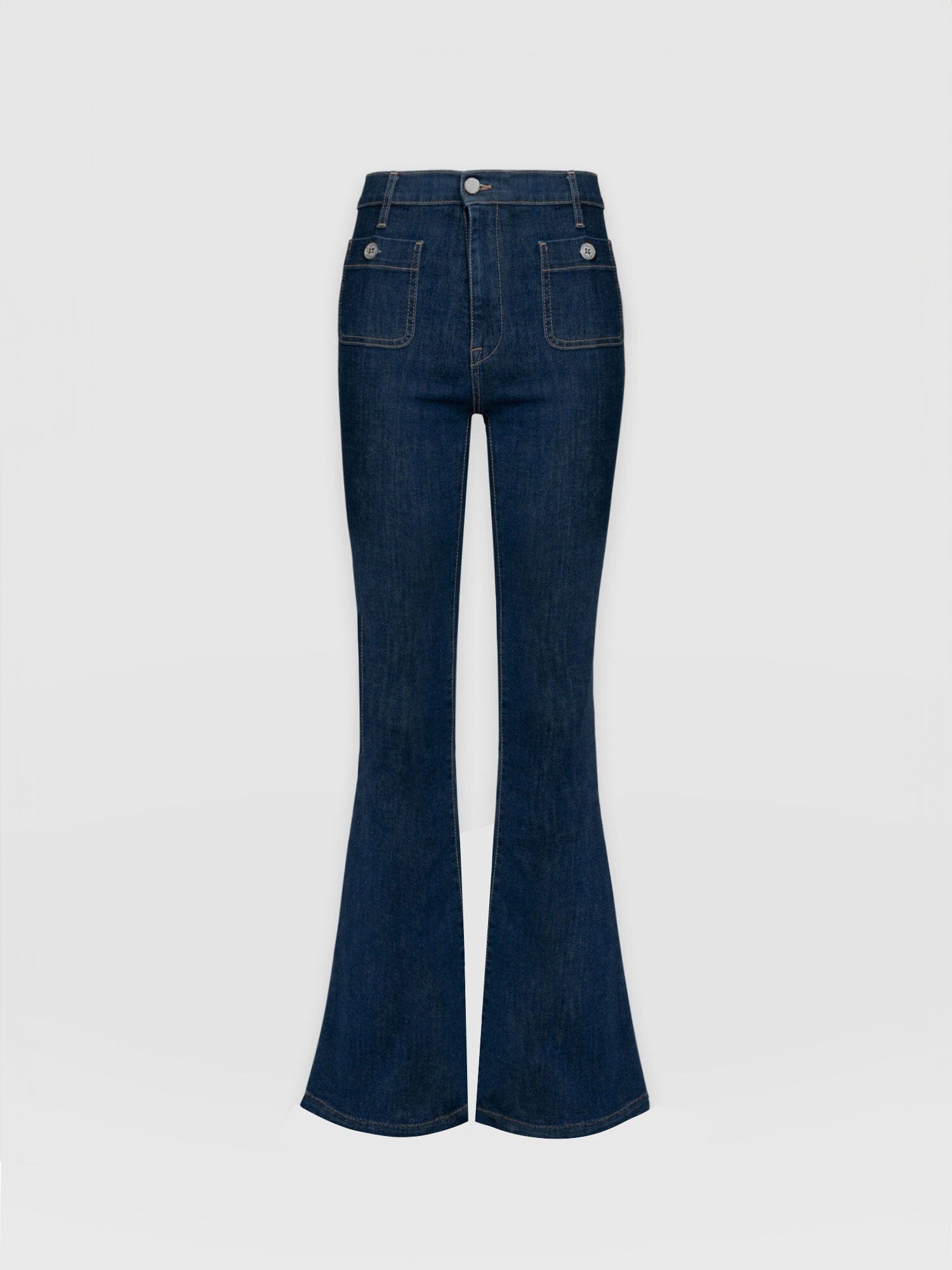 Bowie Stretch Flare Jeans Mid Blue - Women's Jeans | Saint + Sofia® EU