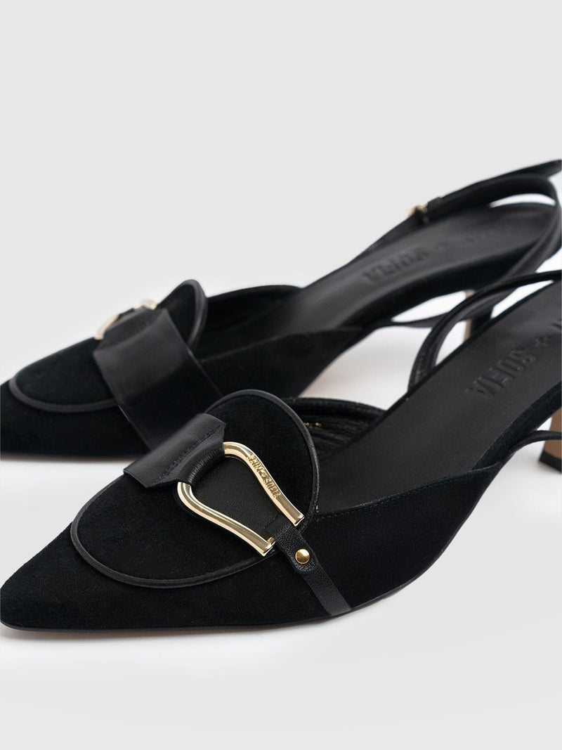 Bridget Sling Back Heels - Black - Women's Sandalss | Saint + Sofia® EU