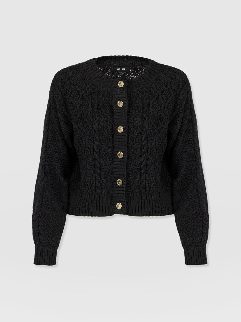 Bronte Cable Cardigan Black - Women's Cardigans | Saint + Sofia® EU