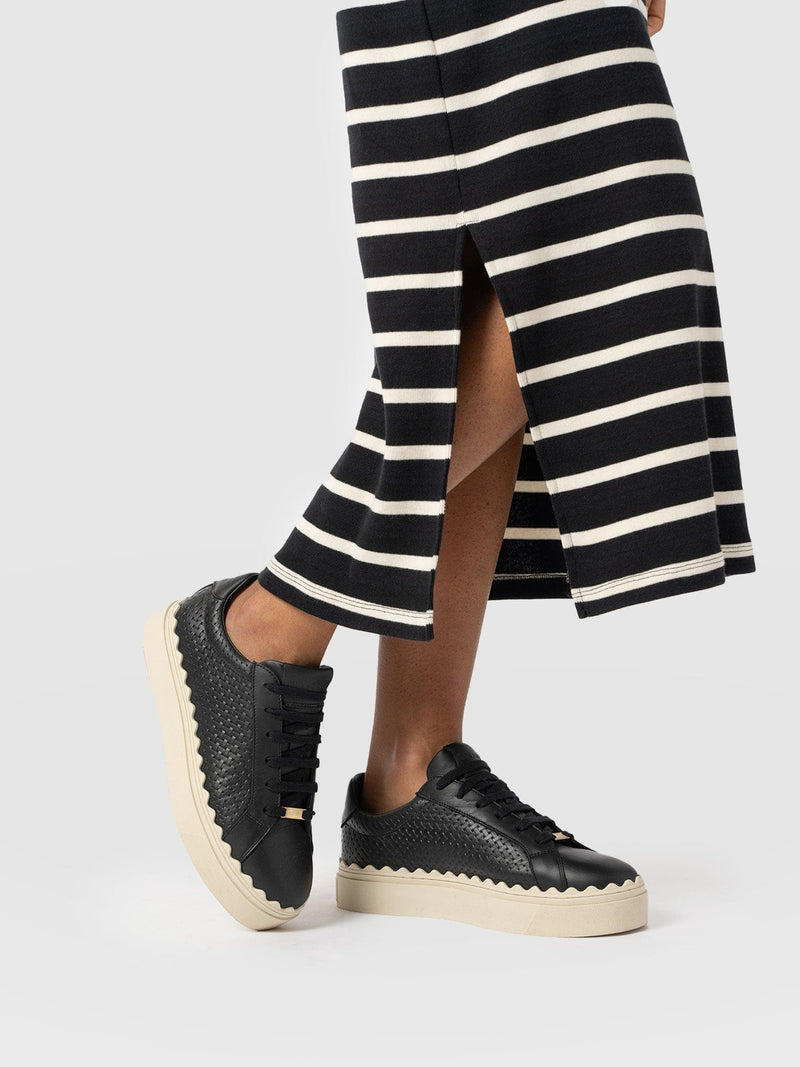 Brook Scallop Trainer Black - Women's Trainers | Saint + Sofia® EU