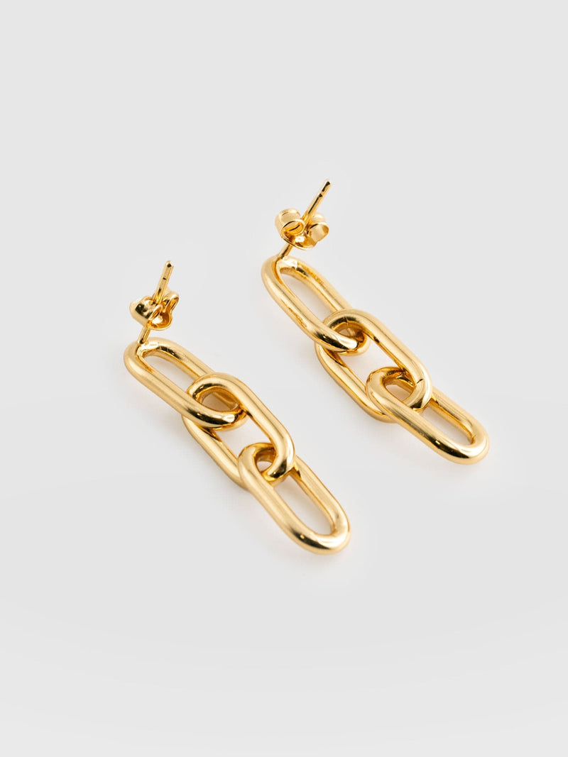 Cable Chain Drop Earrings Gold - Women's Jewellery | Saint + Sofia® EU