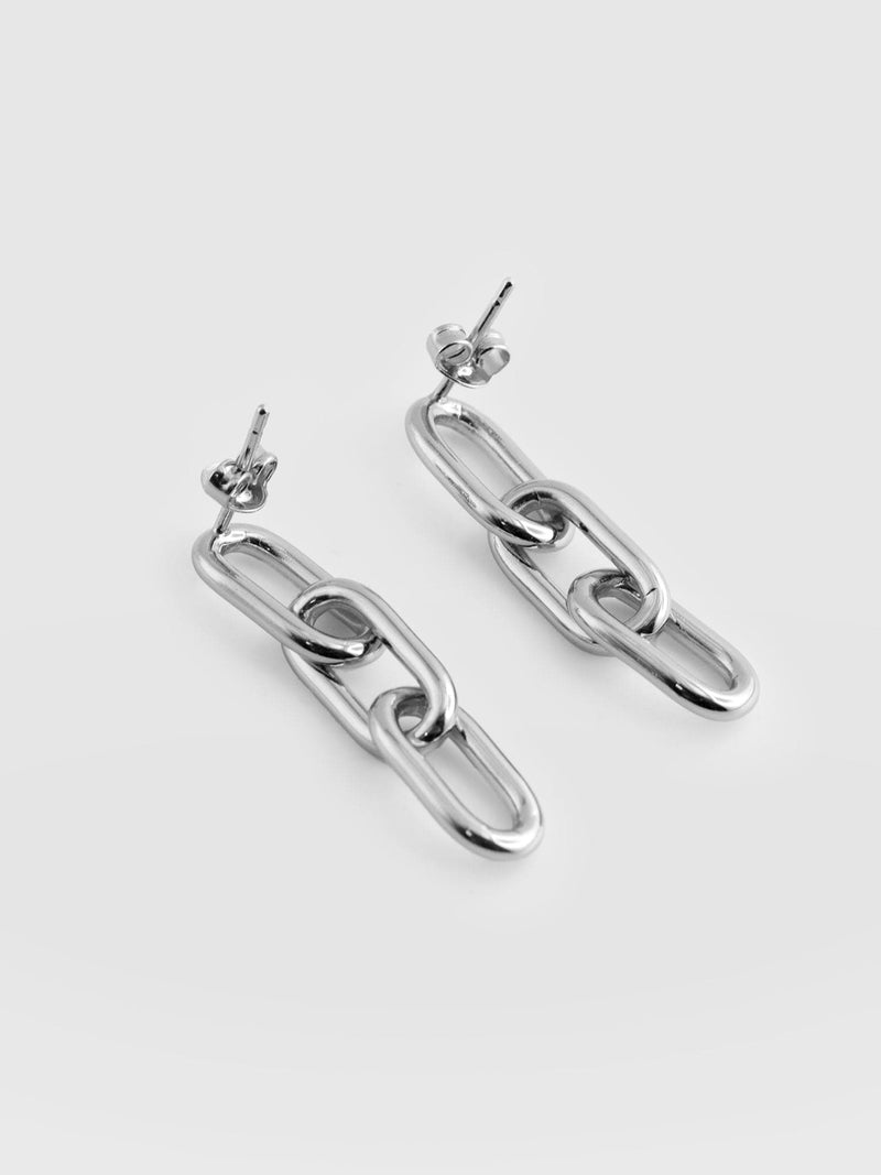 Cable Chain Drop Earrings Silver - Women's Jewellery | Saint + Sofia® EU