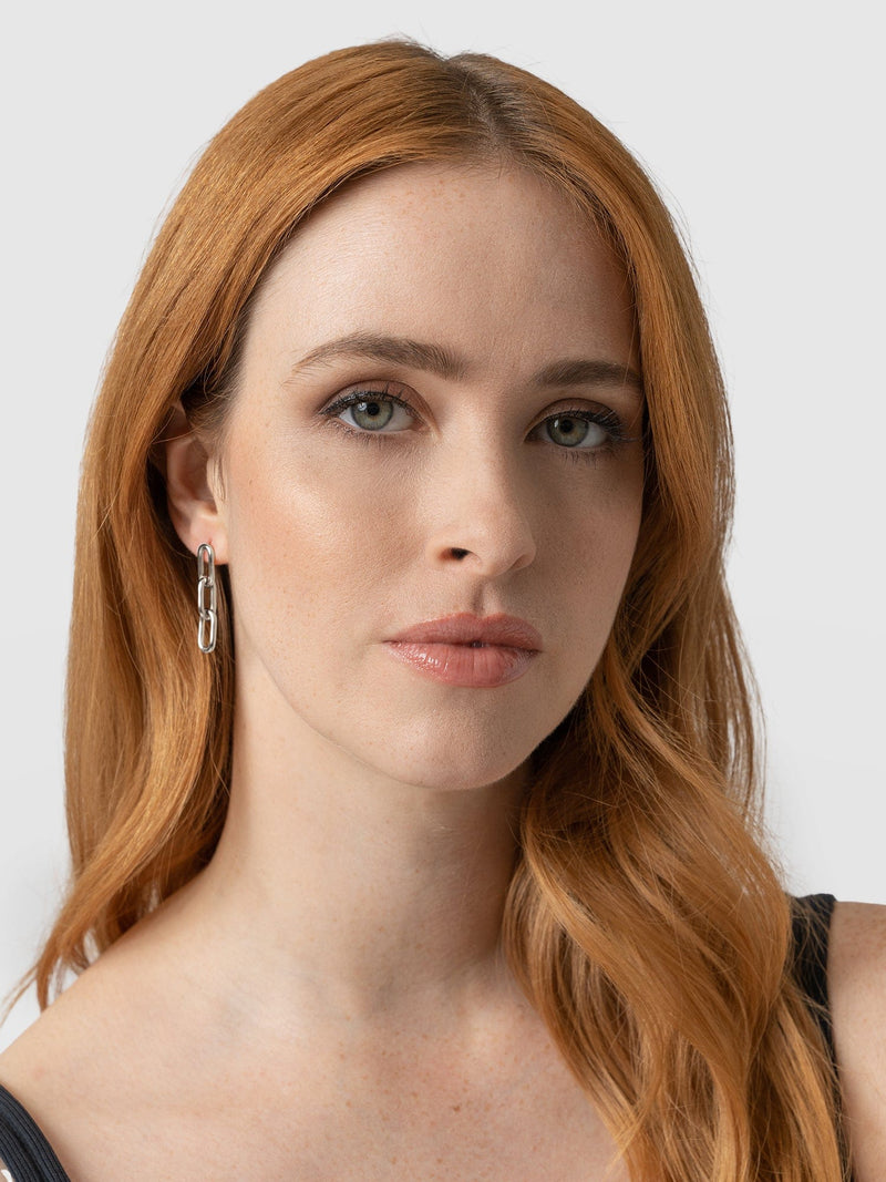 Cable Chain Drop Earrings Silver - Women's Jewellery | Saint + Sofia® EU