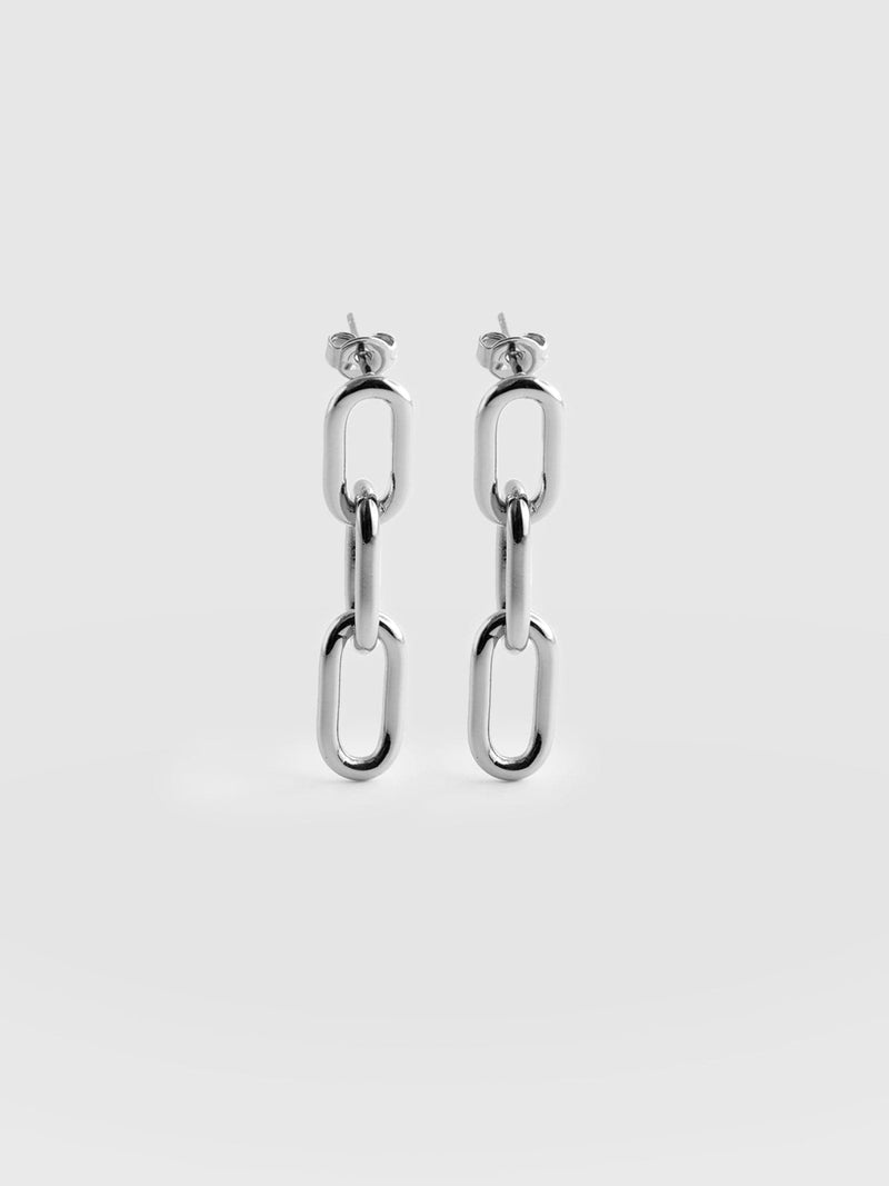 Cable Chain Drop Earrings Silver - Women's Jewellery | Saint + Sofia® EU