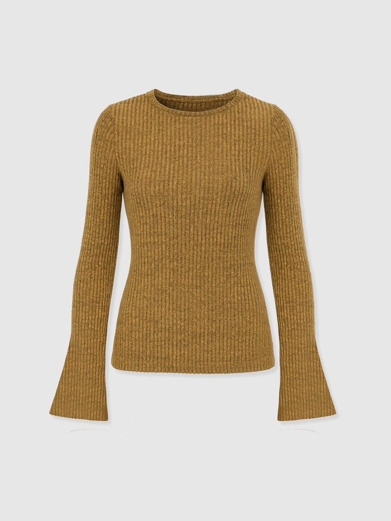 Callie Fluted Tee - Mustard Melange - Women's T-shirts | Saint + Sofia® EU