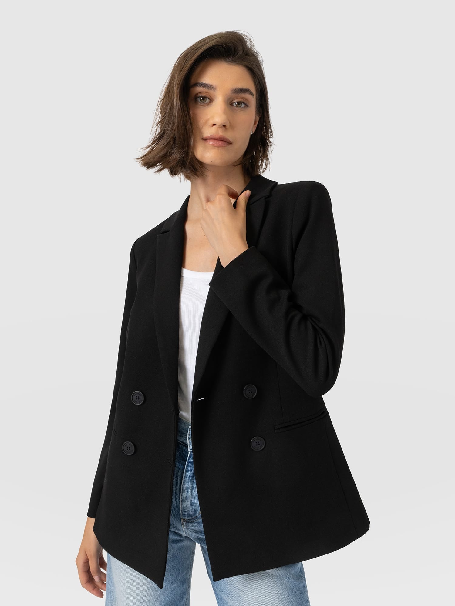 Cambridge Blazer Black Crepe - Women's Blazers | Saint and Sofia® EU