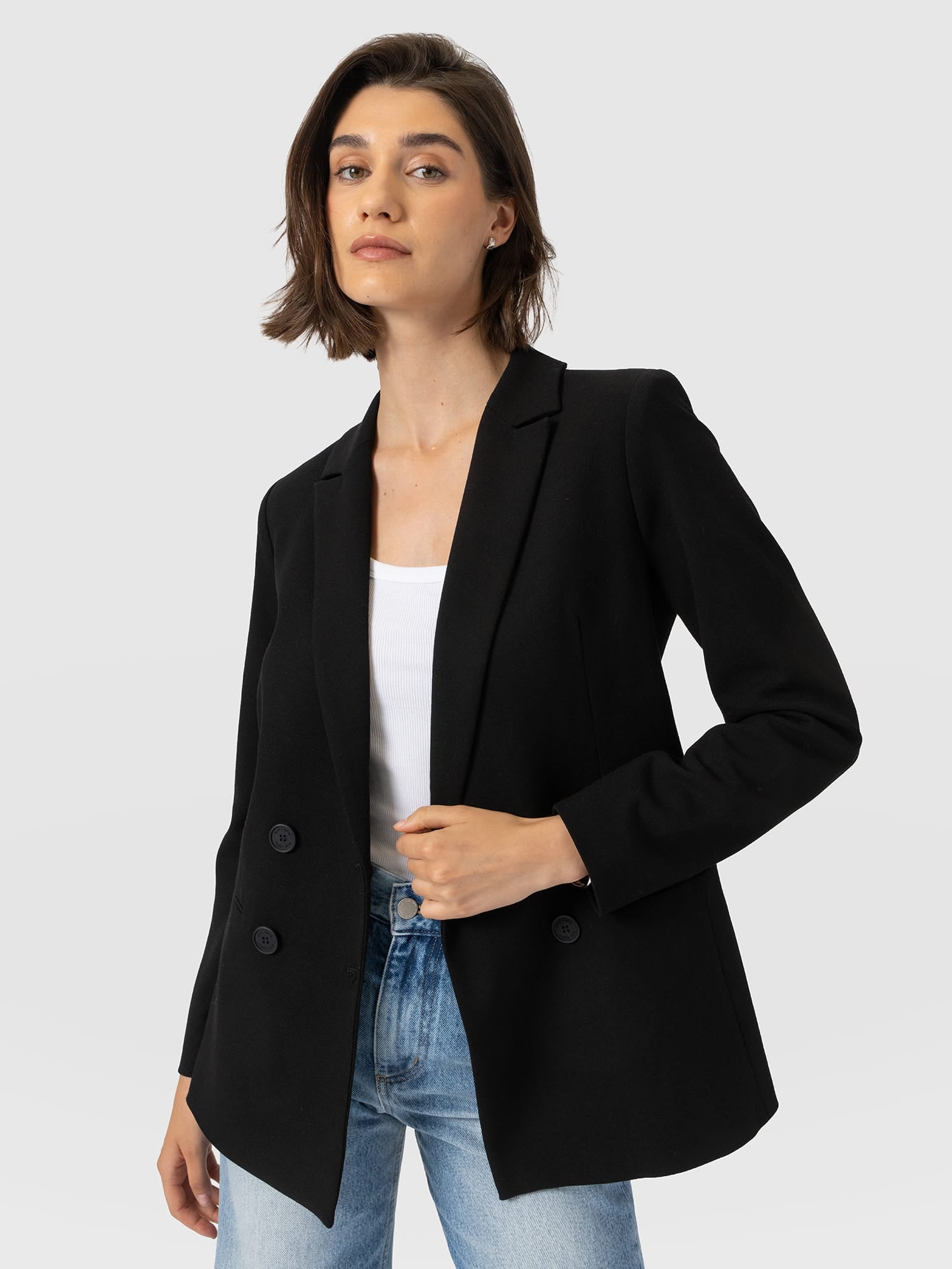 Cambridge Blazer Black Crepe - Women's Blazers | Saint and Sofia® EU