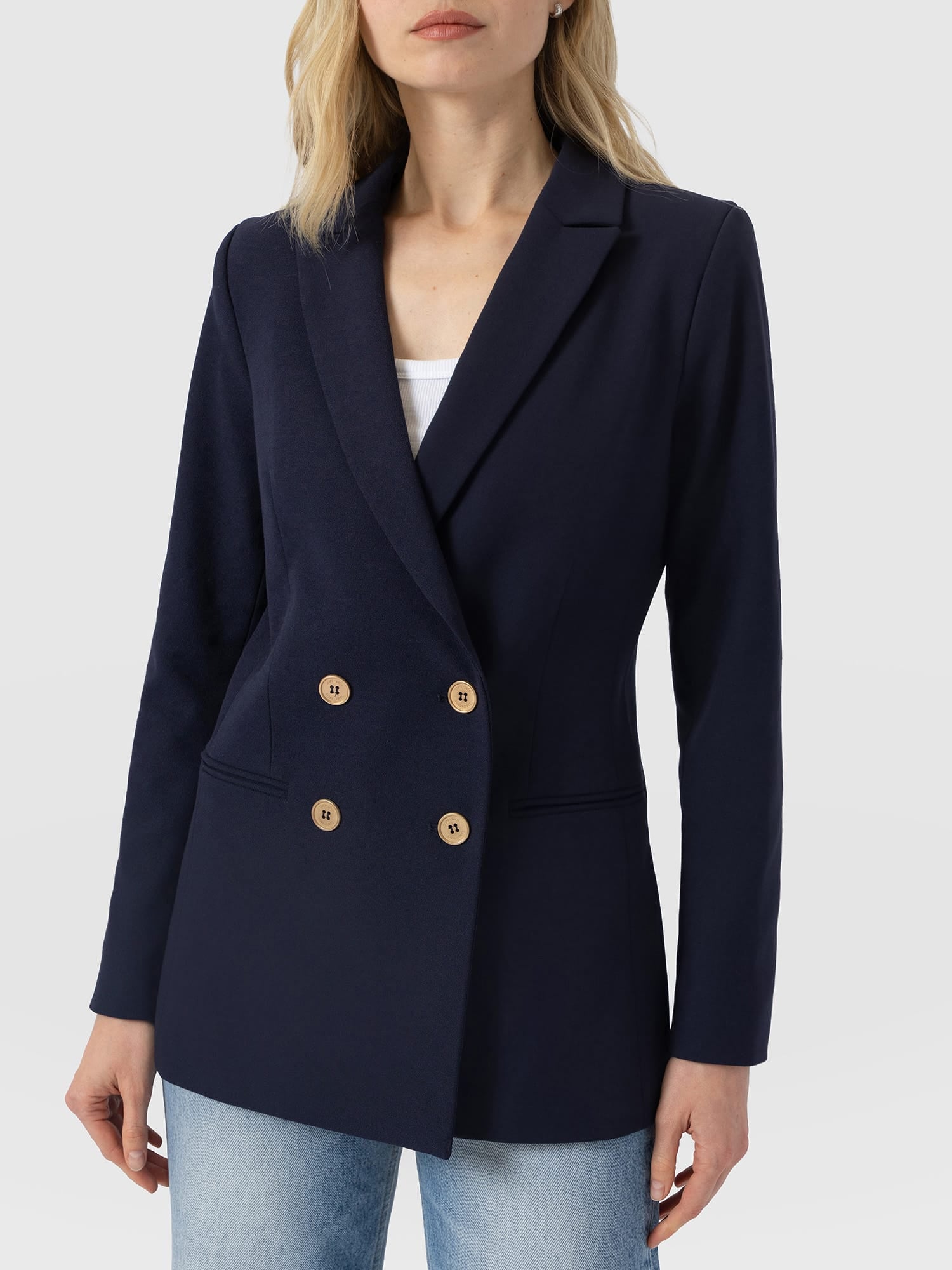 Cambridge Blazer Navy Crepe - Women's Blazers | Saint and Sofia® EU