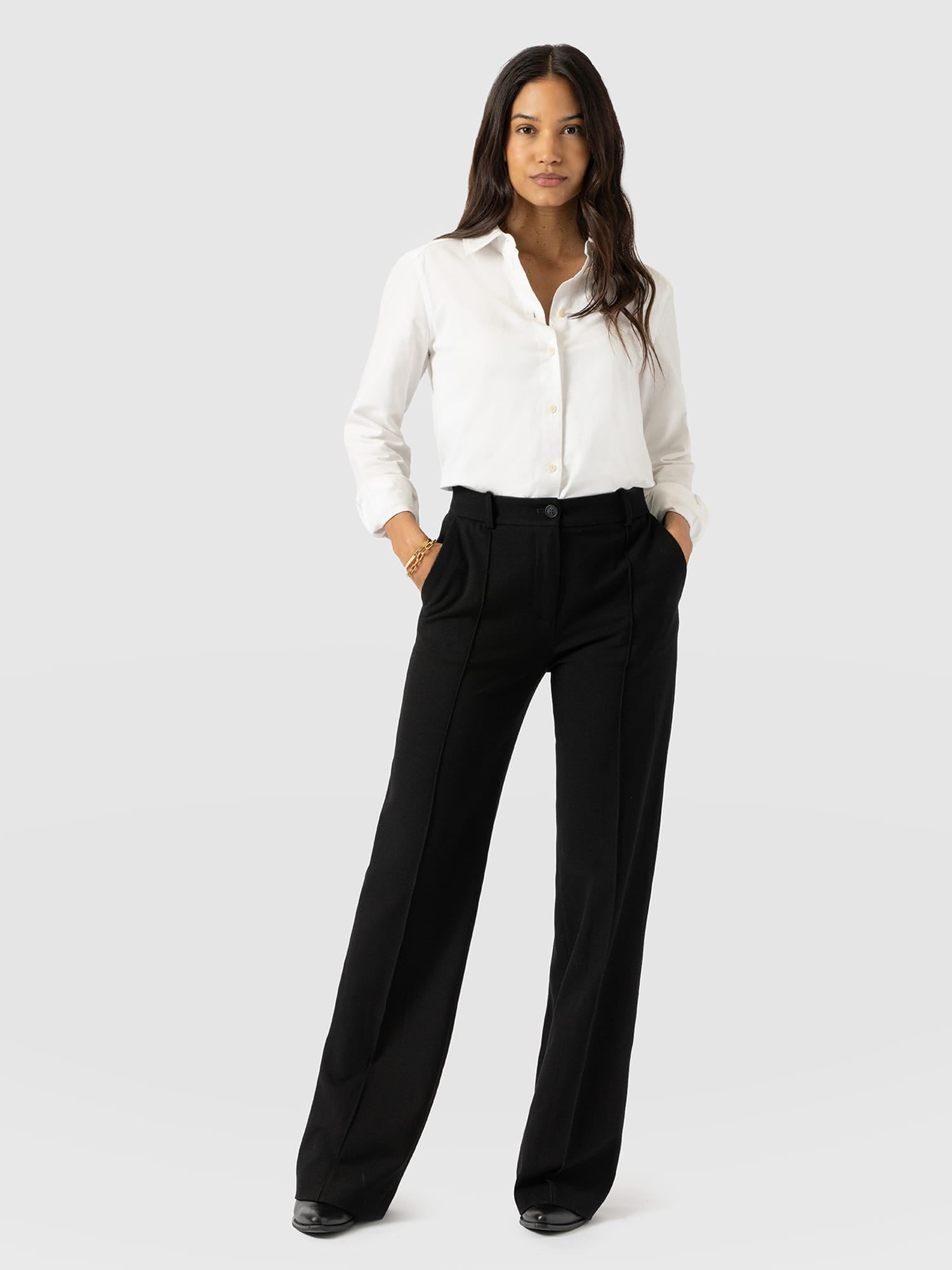 Cambridge Tailored Wide Leg Pant Black - Women's Trousers | Saint and Sofia® EU