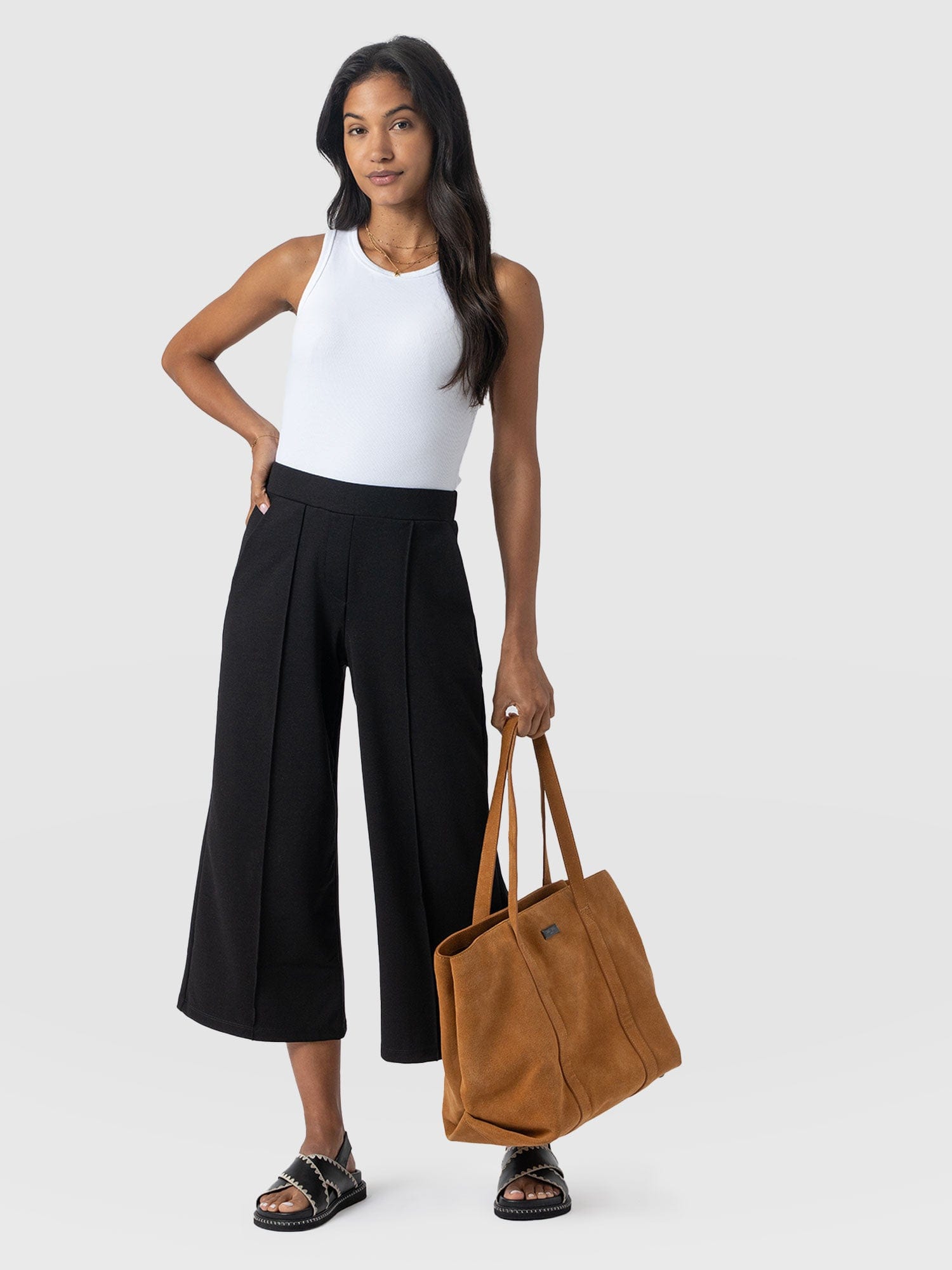 Keller Crop Pant Black - Women's Culottes | Saint and Sofia® EU
