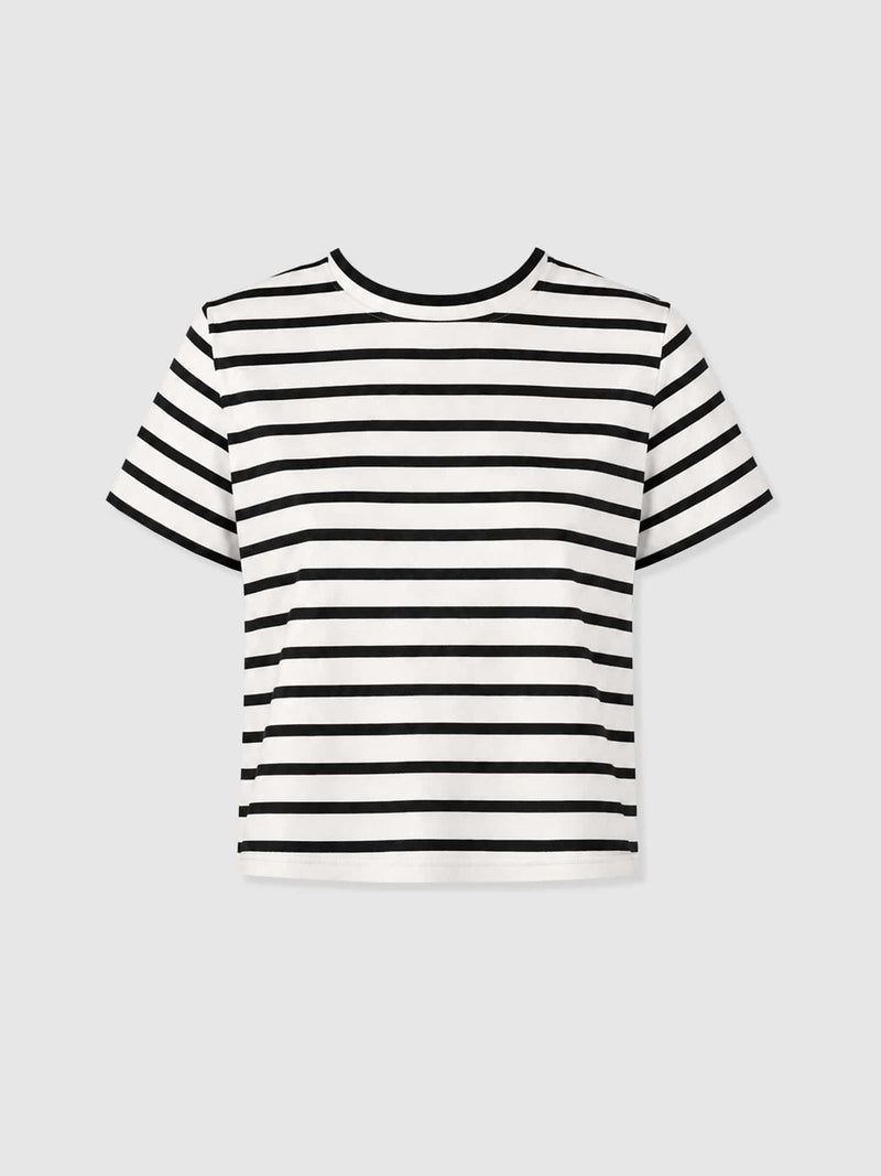 Chelsea Crew Neck Tee - Black Stripe - Women's T-shirts | Saint + Sofia® EU