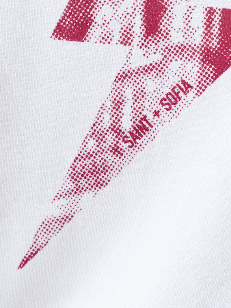 Chelsea Crew Neck Tee - White - Pink Lightning Bolt - Women's T-shirts | Saint + Sofia? EU