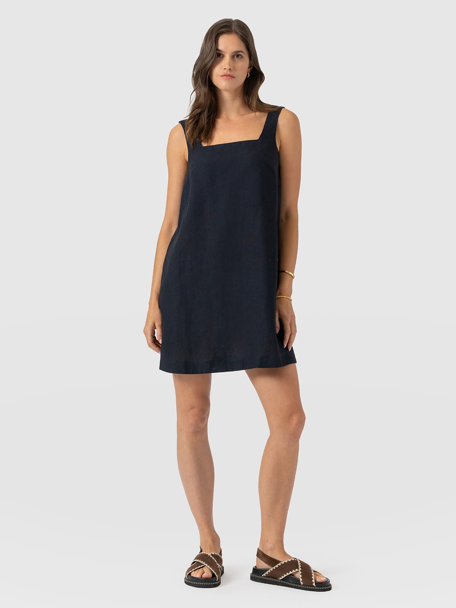 Corinne Linen Cami Dress - Navy - Women's Dresses | Saint and Sofia® EU