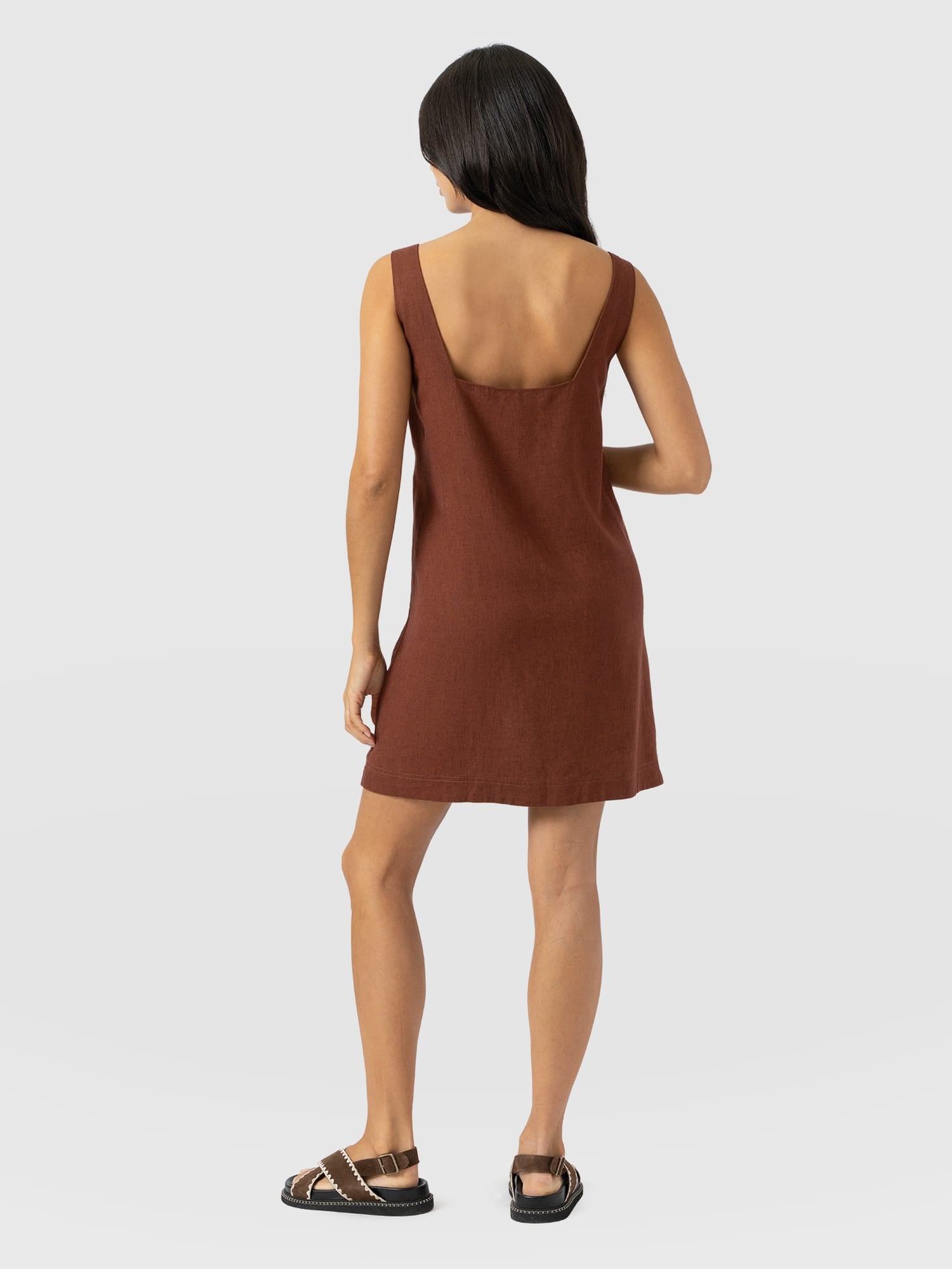 Corinne Linen Cami Dress - Russet Brown - Women's Dresses | Saint + Sofia® EU