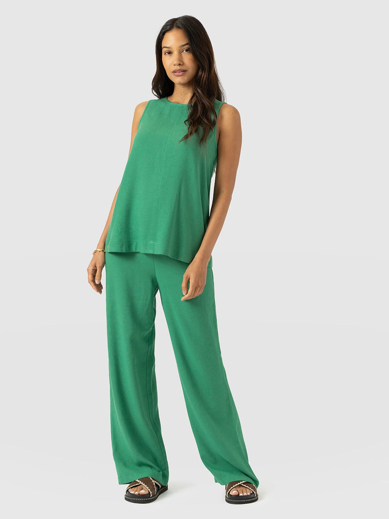 Corinne Linen Tunic - Green - Women's T-shirts | Saint + Sofia® EU